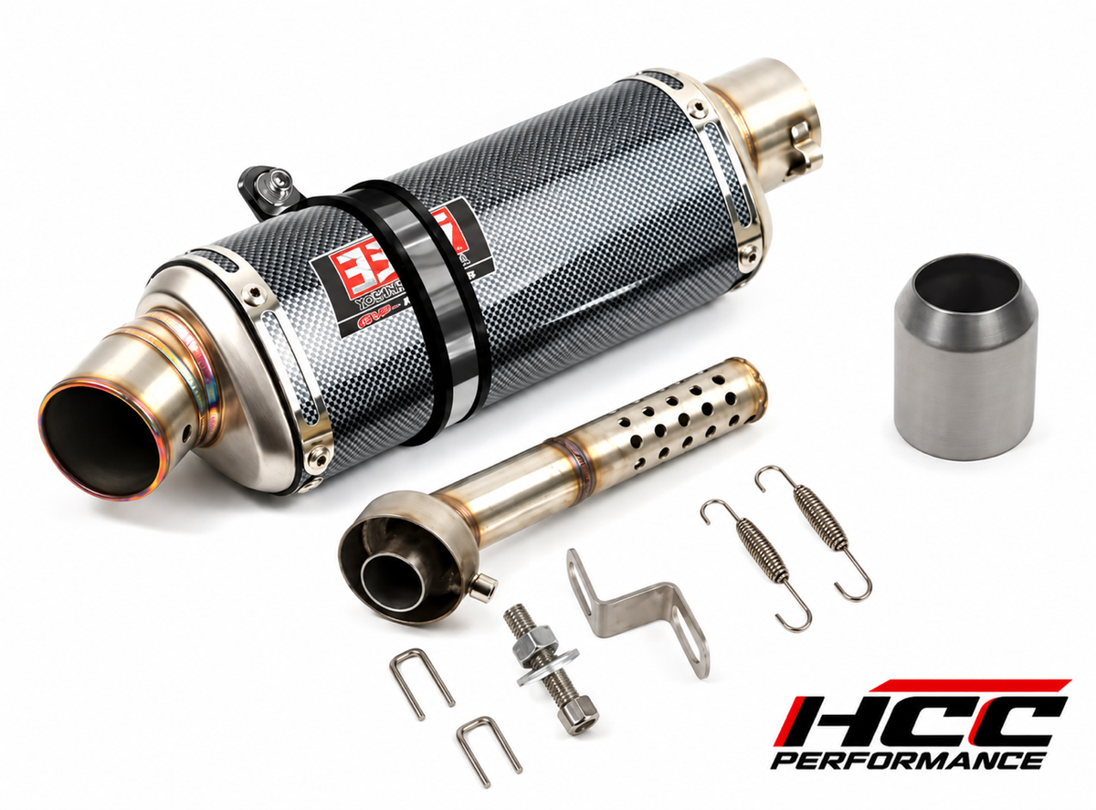 Yoshimura Slip On Shorty Muffler Kit with Baffle - NEW - Carbon Look - 38 / 51mm